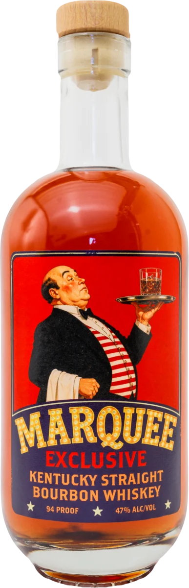 Marquee Exclusive bottle, a butler presenting a whiskey on a silver tray